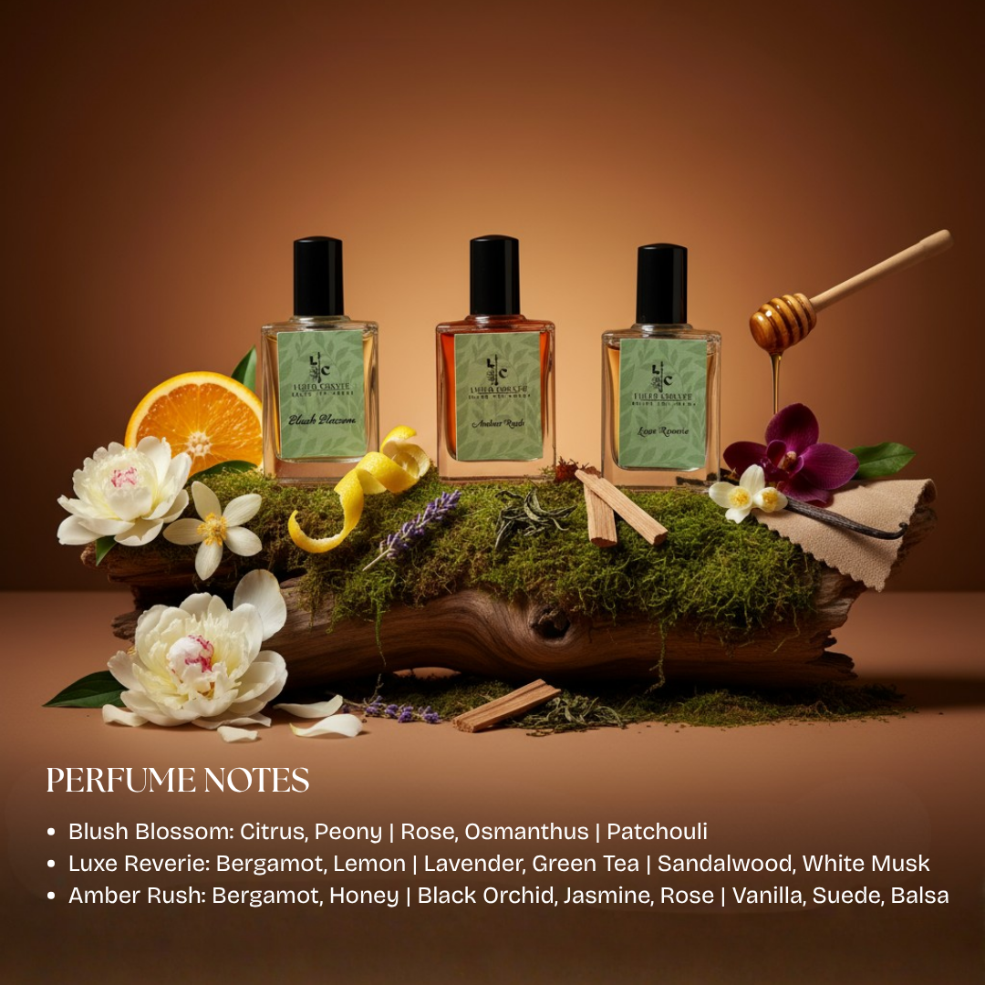 Blush Blossom + Luxe Reverie + Amber Rush |  Diwali Special 3-Piece Gift Set